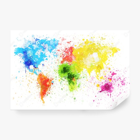 Fototapete bunte aquarell-weltkarte – Wallnifity®
