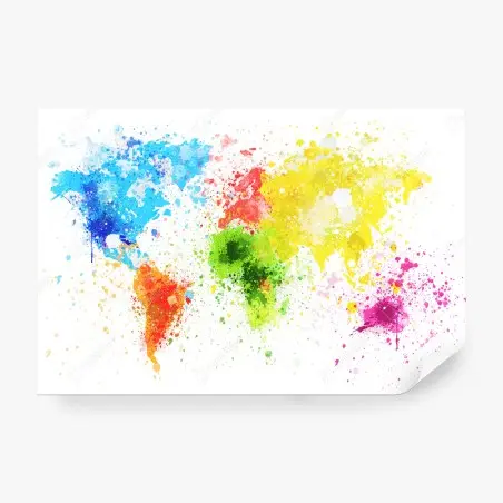 Fototapete bunte aquarell-weltkarte – Wallnifity®