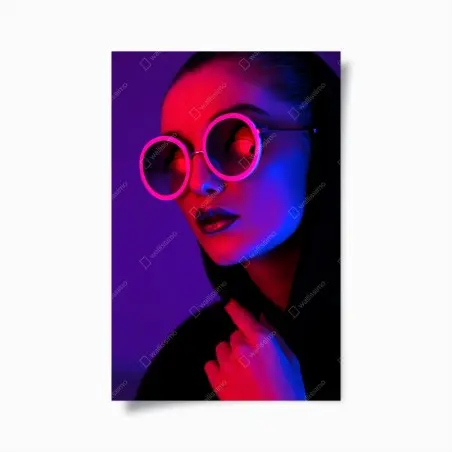 Poster neonporträt in pink und blau – Wallnifity®