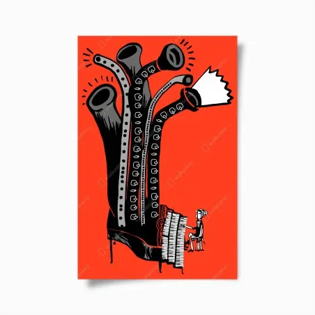 Poster surrealistisches klavierschuh-motiv – Wallnifity®