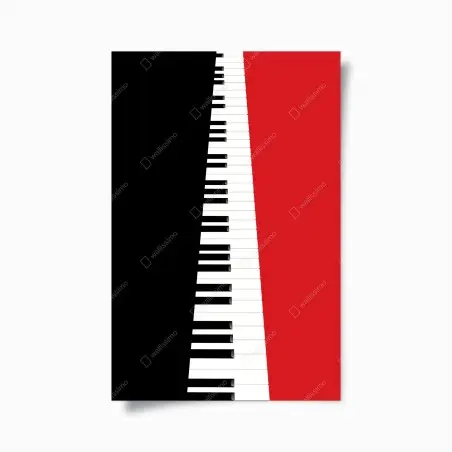 Poster schwarz-rotes klavier-tastatur motiv – Wallnifity®