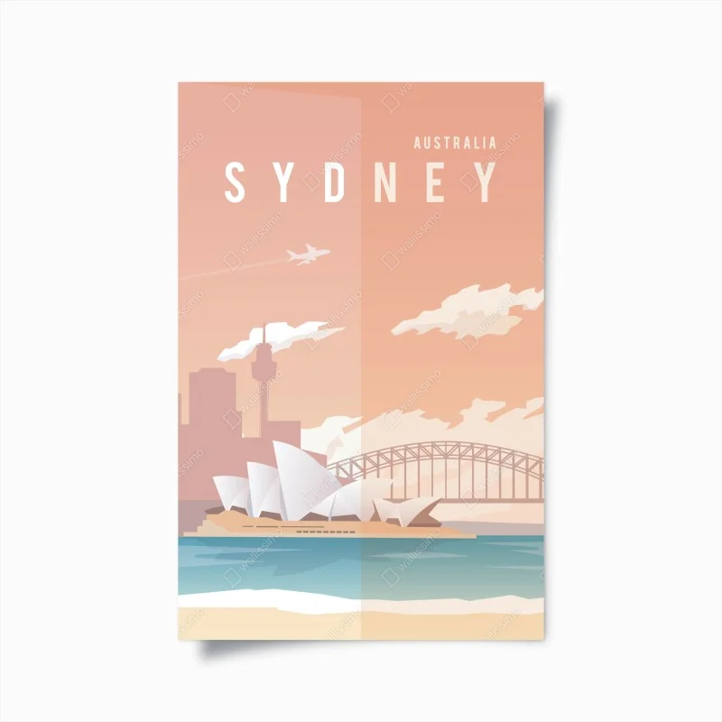 Poster pastellblick auf Sydney mit opernhaus und brücke