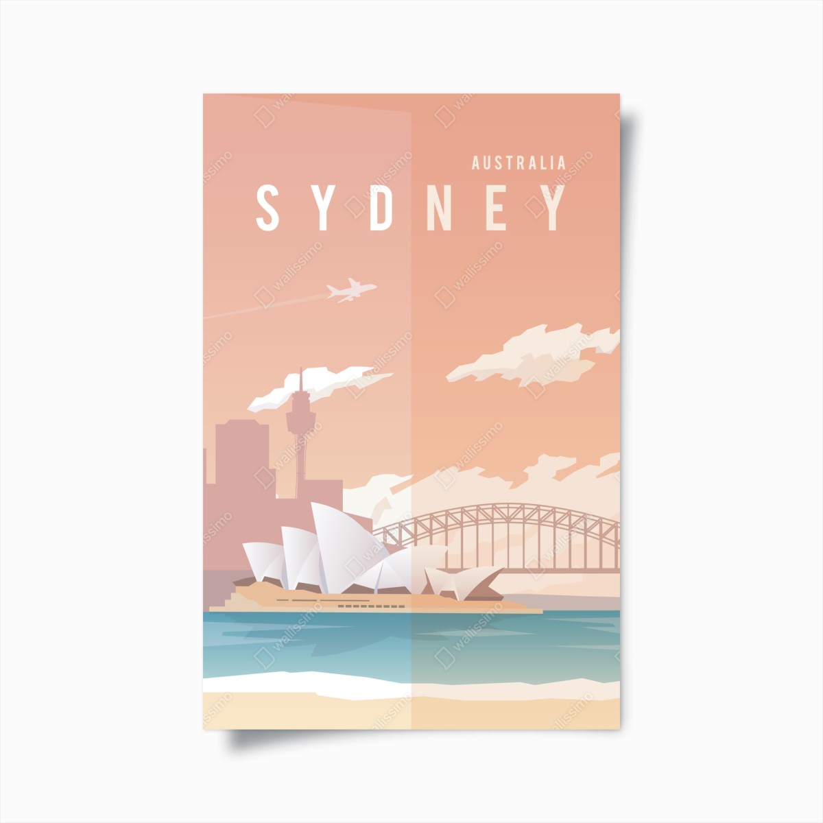 Poster pastellblick auf Sydney mit opernhaus und brücke – Wallnifity®