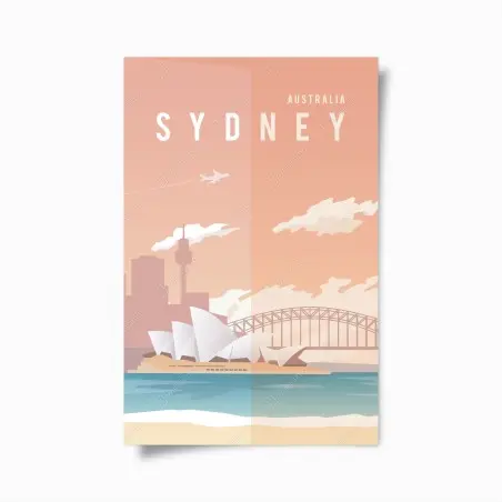 Poster pastellblick auf Sydney mit opernhaus und brücke – Wallnifity®