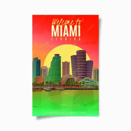 Poster Miami sonnenuntergang skyline – Wallnifity®