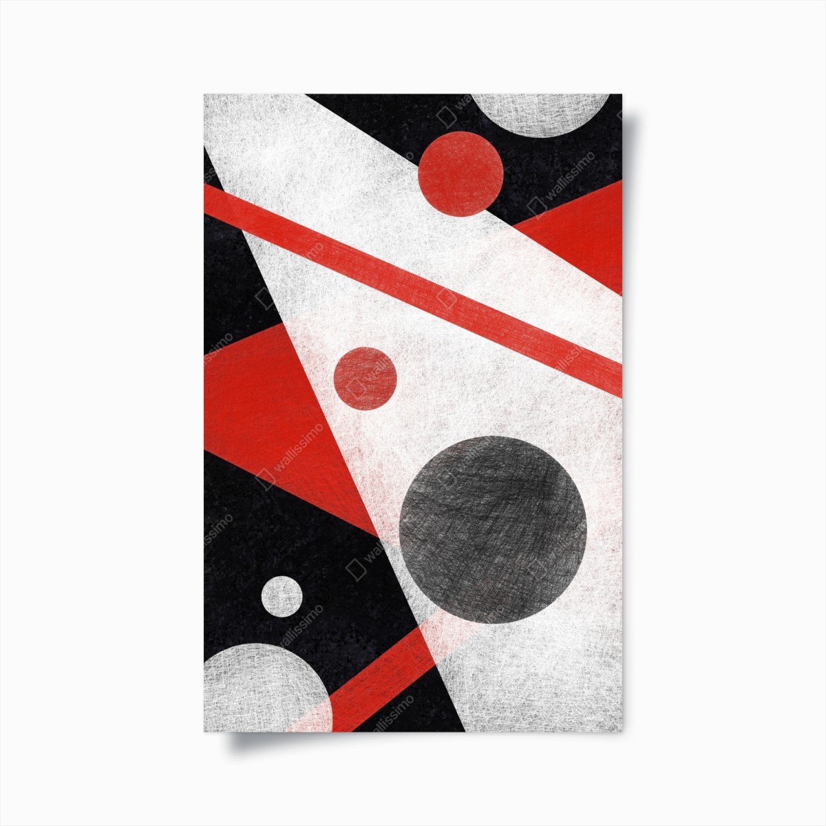 Poster geometrische abstraktion in rot und schwarz – Wallnifity®