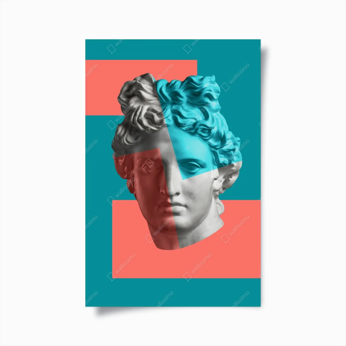 Poster duotone klassische büste im collage-stil – Wallnifity® Poster duotone klassische büste im collage-stil – Wallnifity®