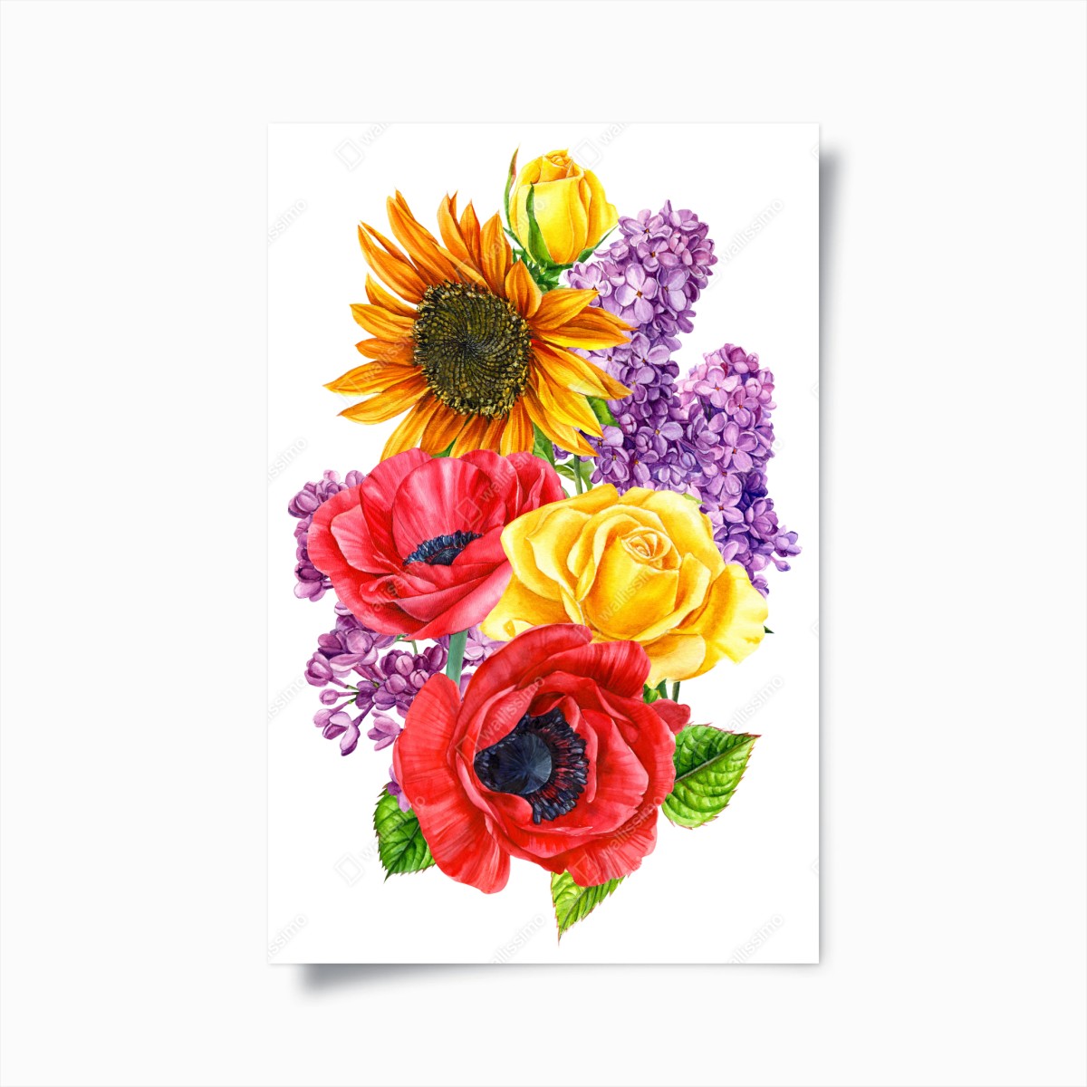 Poster buntes aquarell-blumenbouquet – Wallnifity®