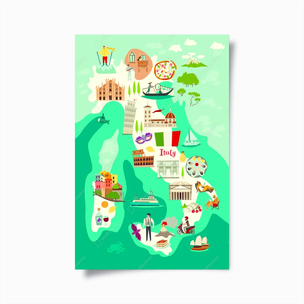 Poster Italien karte mit ikonischen sehenswürdigkeiten – Wallnifity® Poster Italien karte mit ikonischen sehenswürdigkeiten – Wallnifity®