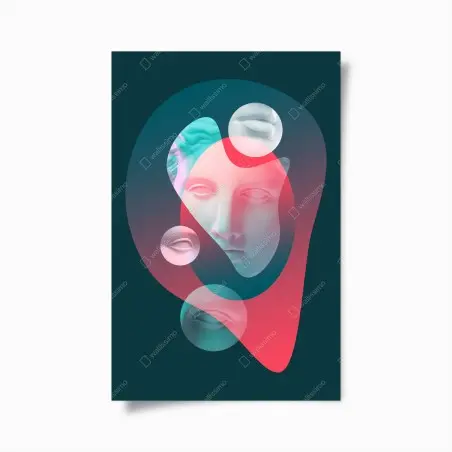 Poster surreales klassisches gesicht im duoton – Wallnifity®