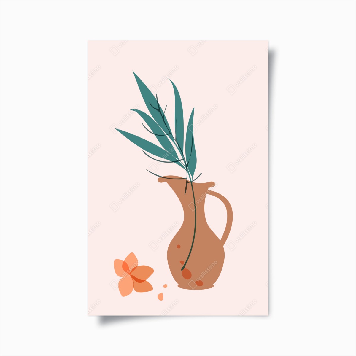 Poster pastell botanische vase mit blättern – Wallnifity®
