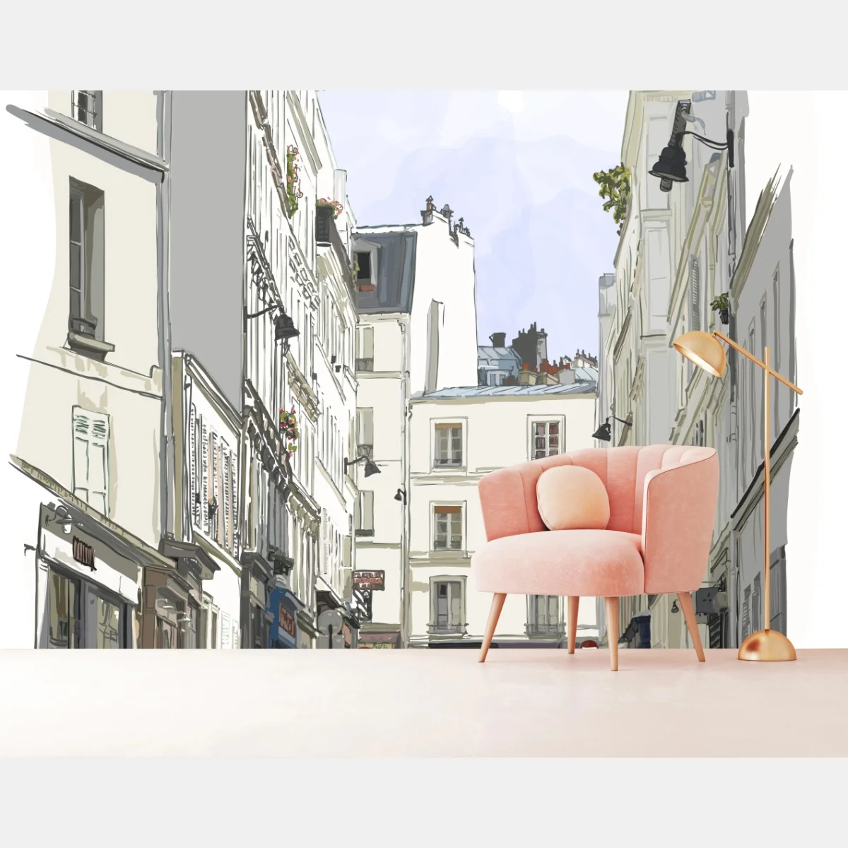 Fototapete Montmartre straßenszene, Paris – Wallnifity® Fototapete Montmartre straßenszene, Paris – Wallnifity®