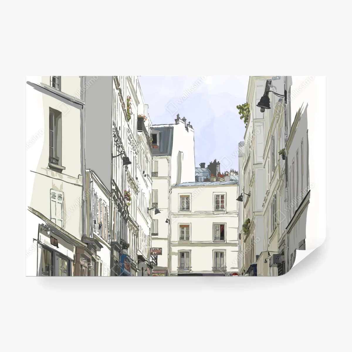 Fototapete Montmartre straßenszene, Paris – Wallnifity® Fototapete Montmartre straßenszene, Paris – Wallnifity®