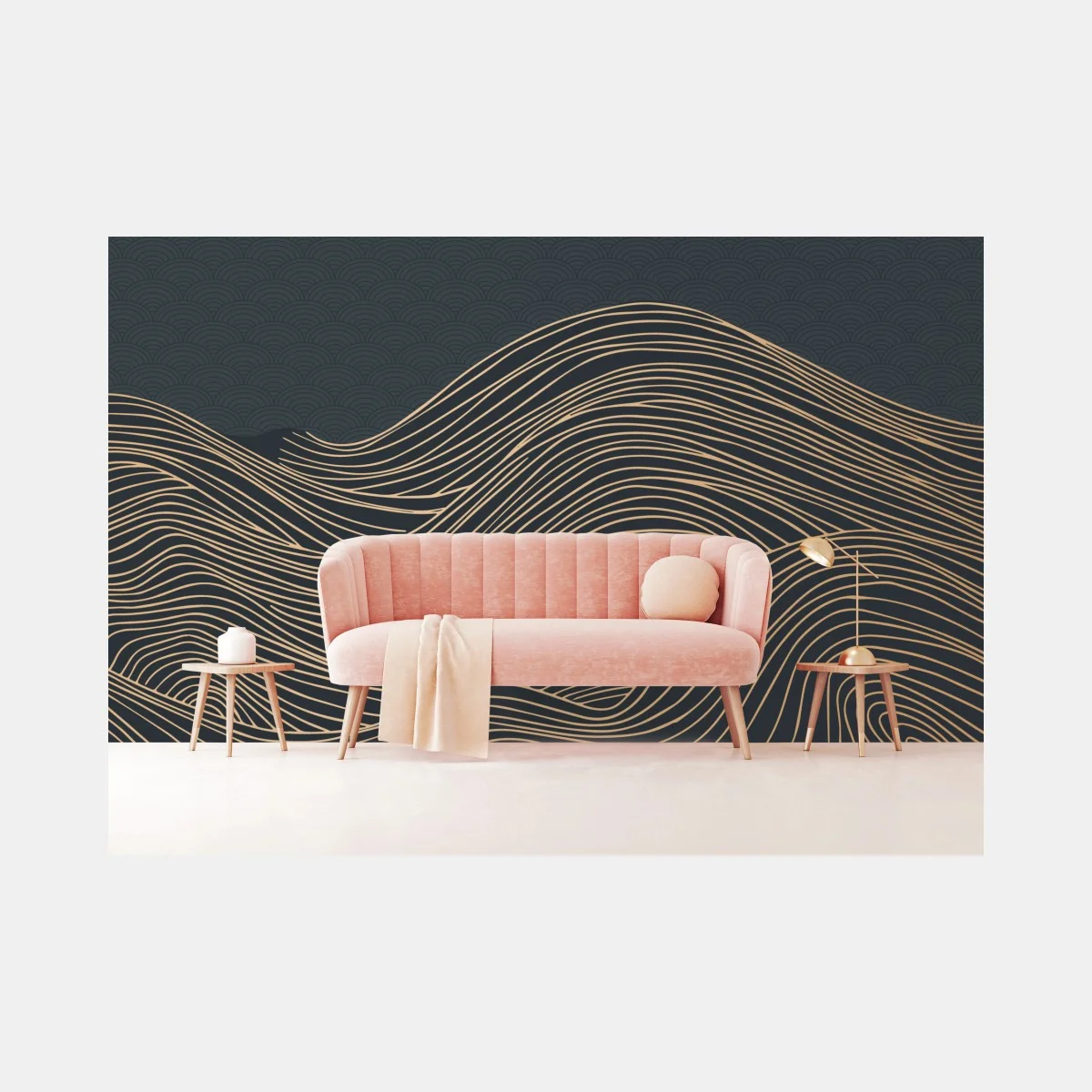 Fototapete goldene wellen im japanischen stil – Wallnifity® Fototapete goldene wellen im japanischen stil – Wallnifity®