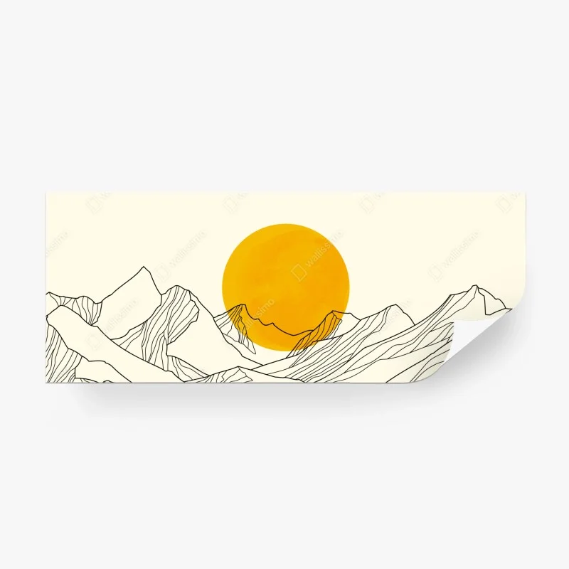 Fototapete goldene sonne über minimalistischen bergen – Wallnifity®