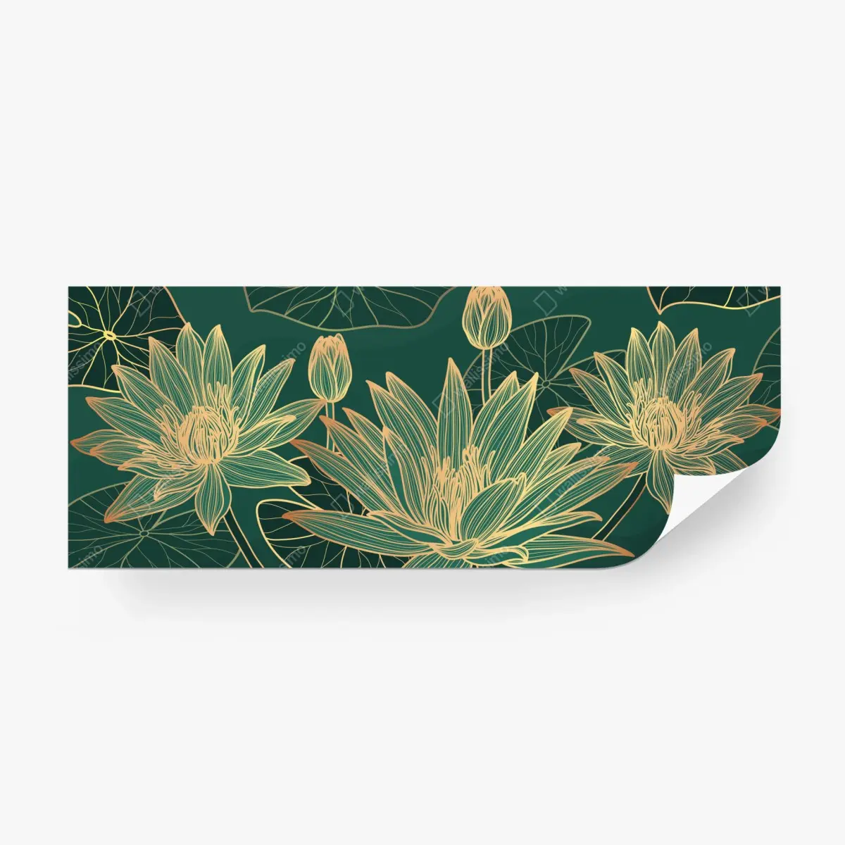 Fototapete goldene lotosblüten auf grünem hintergrund – Wallnifity®