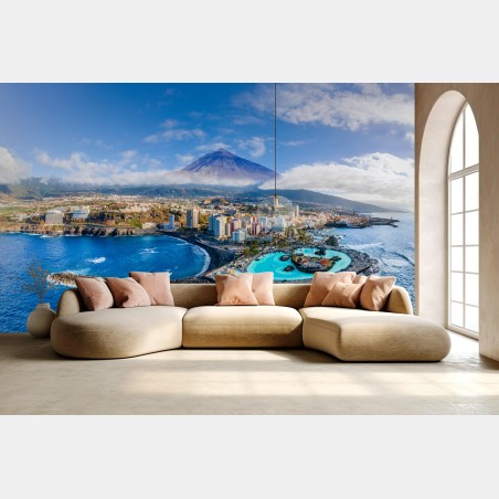 Fototapete luftpanorama der küste von Teneriffa mit dem Mount Teide – Wallnifity®