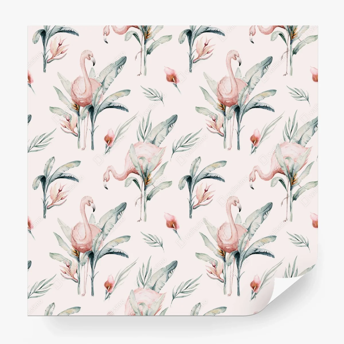 Fototapete aquarell flamingo tropisches muster – Wallnifity®