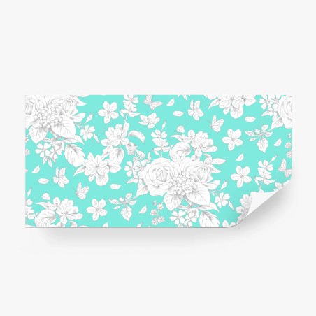 Fototapete türkis floral muster mit blumen – Wallnifity®