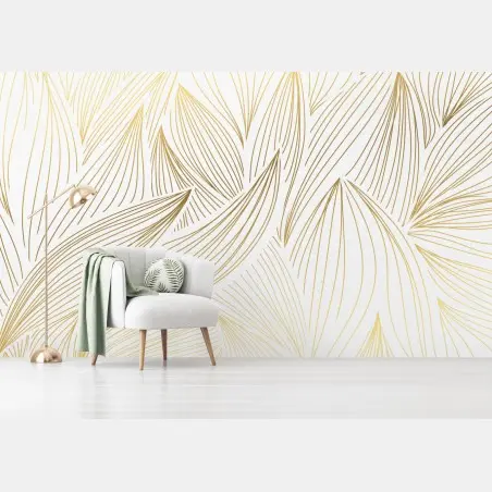 Fototapete goldene blattlinien – Wallnifity®