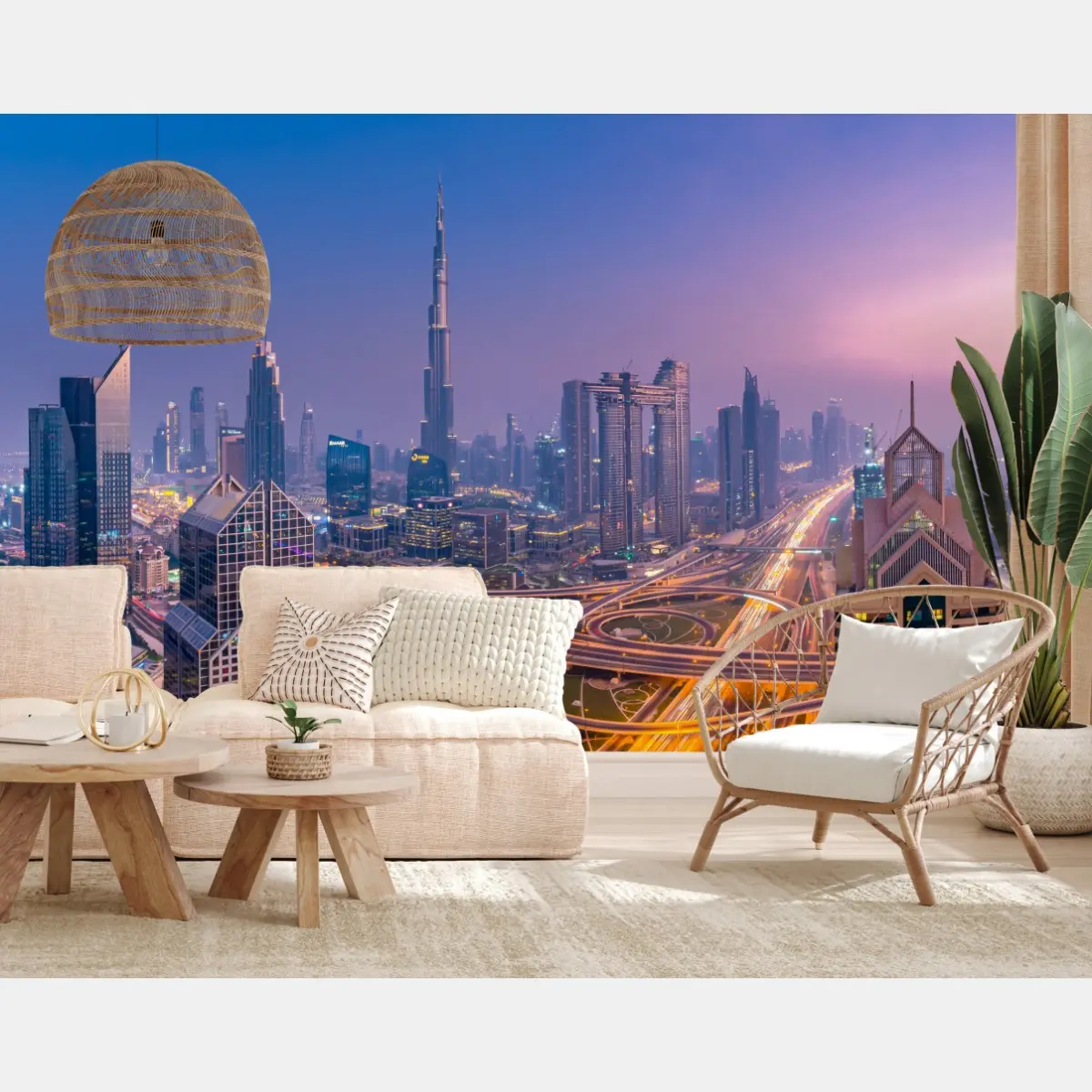 Fototapete panoramablick auf Dubai bei dämmerung – Wallnifity®