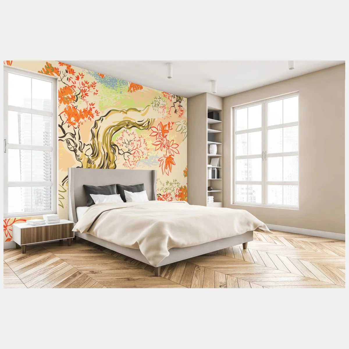 Fototapete orientalisches baummuster mit blättern – Wallnifity® Fototapete orientalisches baummuster mit blättern – Wallnifity®