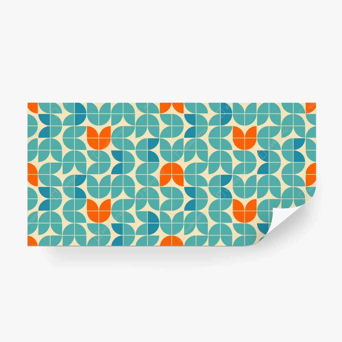 Fototapete retro geometrisches fliesenmuster in türkis und orange – Wallnifity®