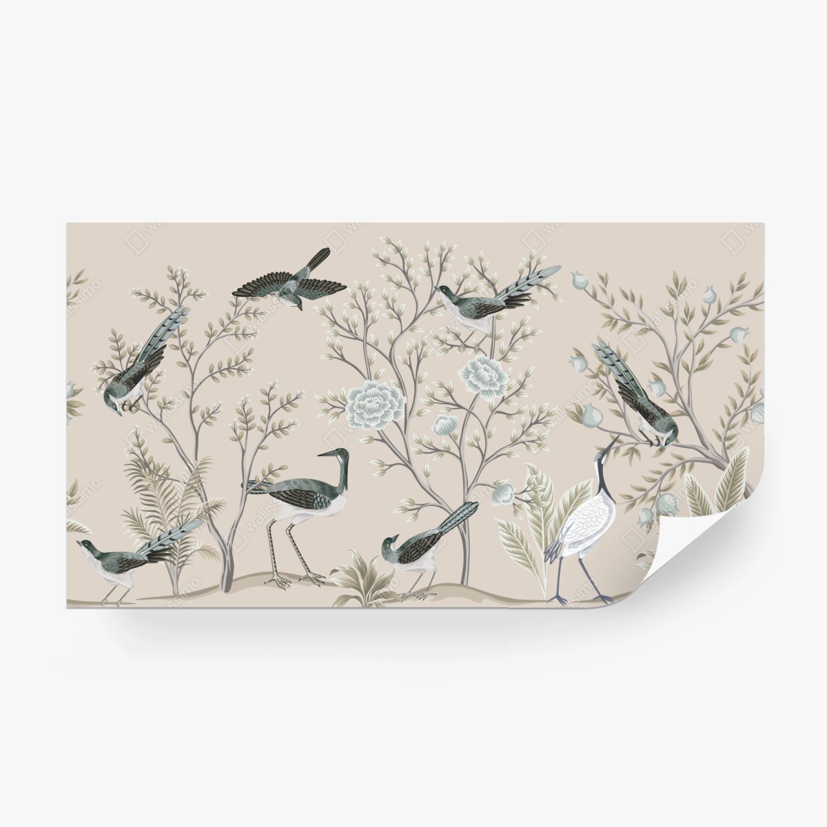 Fototapete elegante vögel und blühende zweige – Wallnifity®