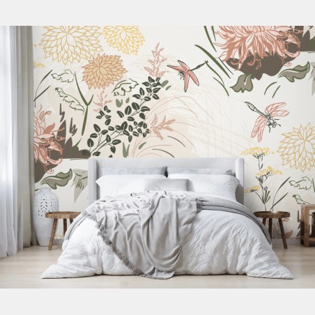 Fototapete zartes pastell-blumenmuster – Wallnifity®
