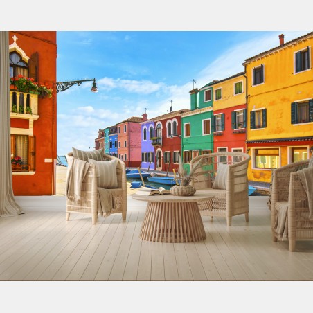 Fototapete bunte kanalhäuser von Burano – Wallnifity®