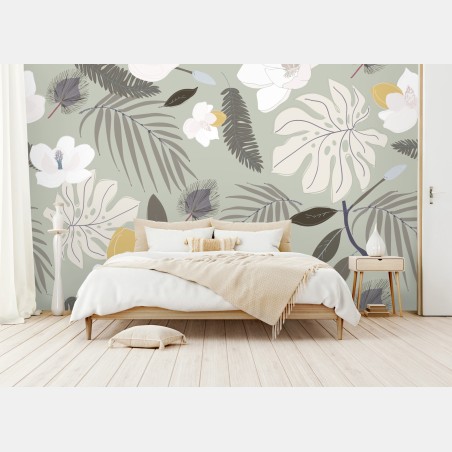 Fototapete zartes pastell botanikmuster – Wallnifity®