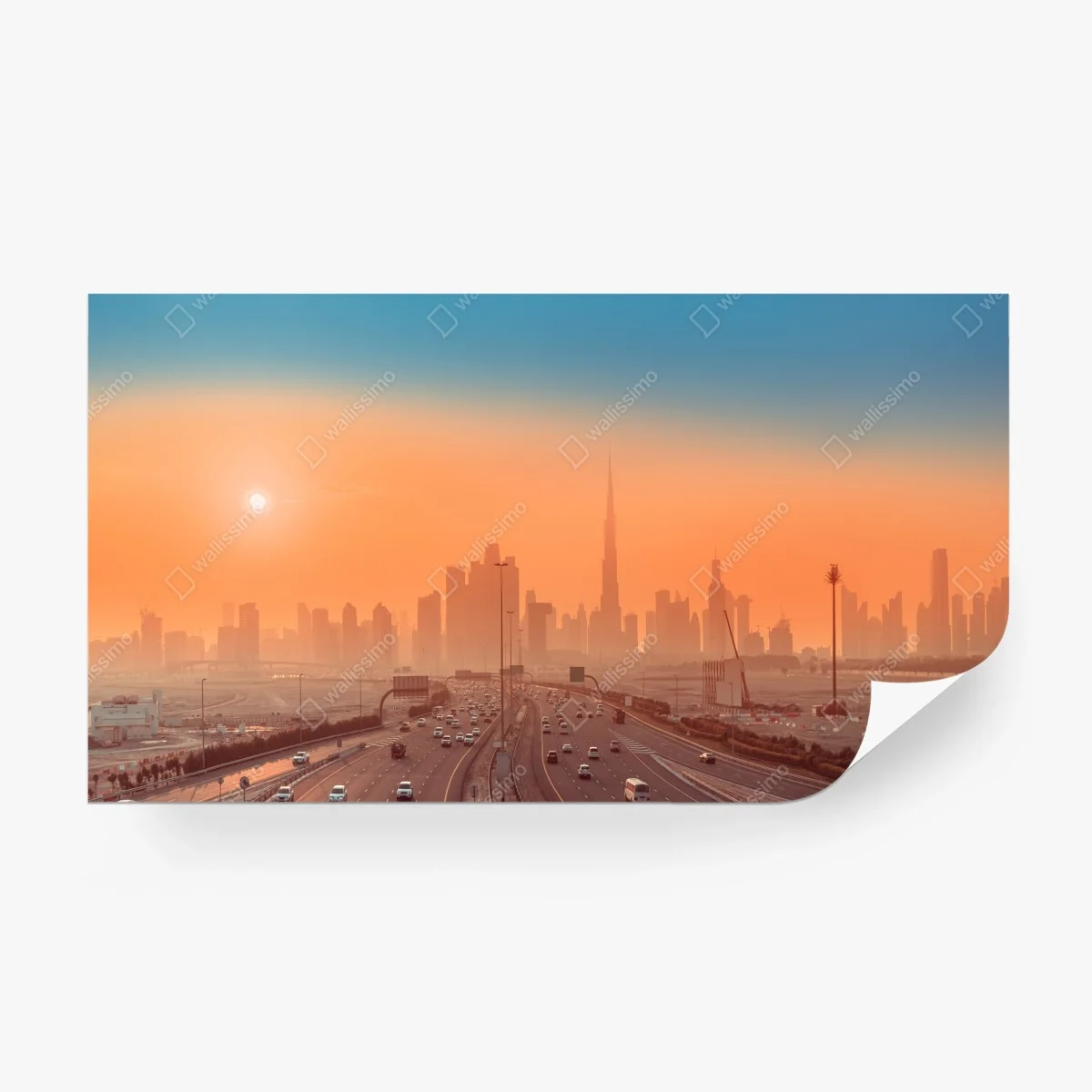 Fototapete Dubai skyline bei sonnenaufgang – Wallnifity®