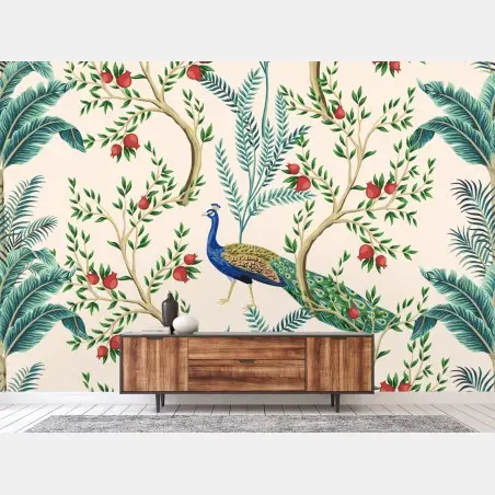 Fototapete pfau zwischen granatästen – Wallnifity®
