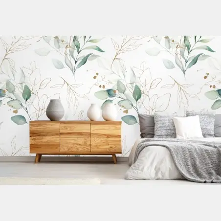 Fototapete sanftes eukalyptus aquarellmuster – Wallnifity®
