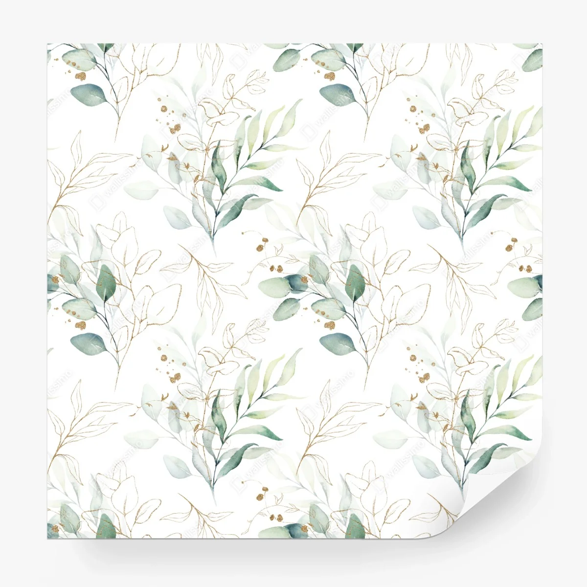 Fototapete sanftes eukalyptus aquarellmuster – Wallnifity®