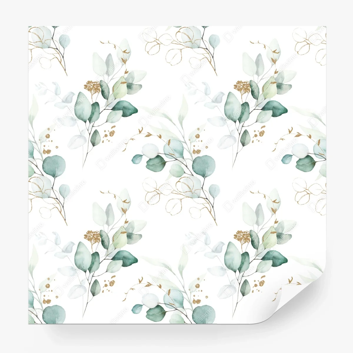 Fototapete eukalyptus aquarell muster in grüntönen – Wallnifity®