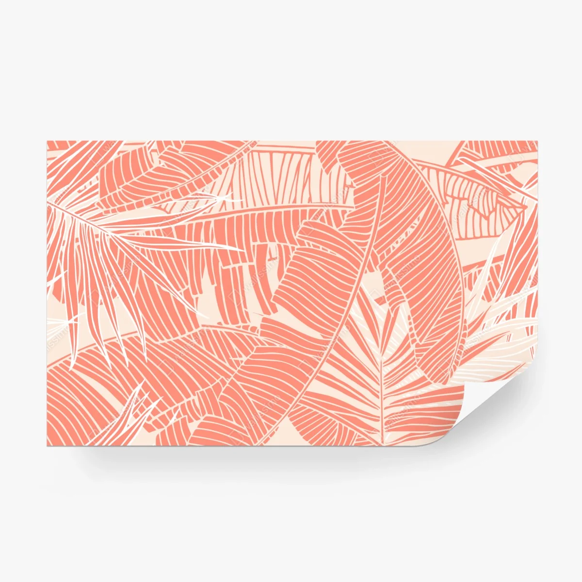 Fototapete korallenfarbenes tropisches blattmuster – Wallnifity®