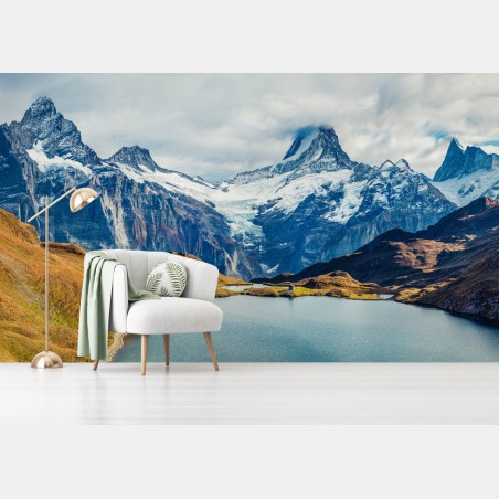 Fototapete morgendliche aussicht am Bachalpsee, Schweizer Alpen – Wallnifity®