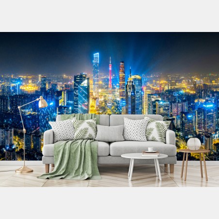 Fototapete nachtpanorama skyline Guangzhou – Wallnifity®