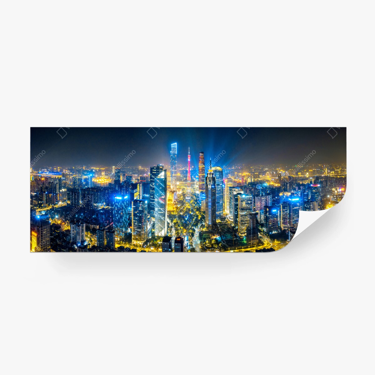 Fototapete nachtpanorama skyline Guangzhou – Wallnifity®