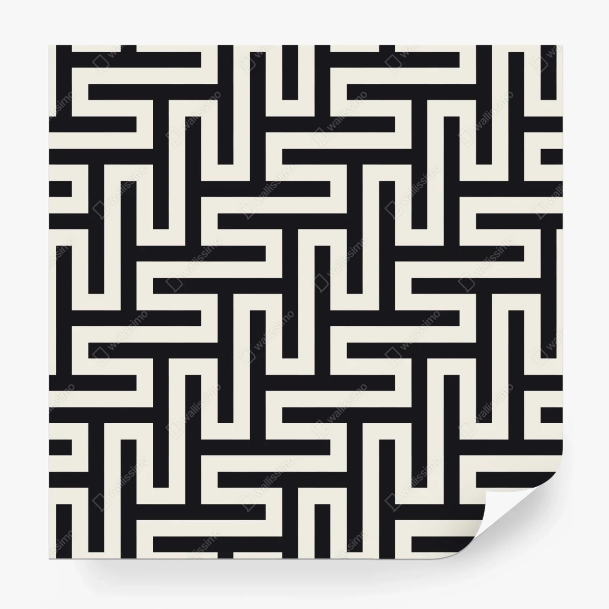 Fototapete geometrisches labyrinthmuster in beige und schwarz – Wallnifity®
