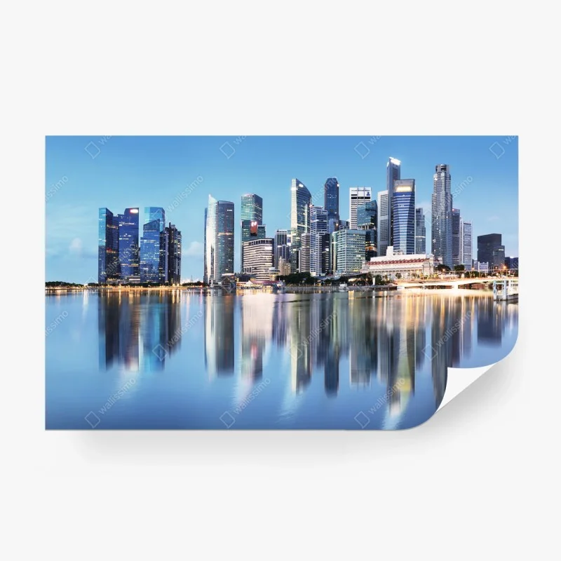 Fototapete moderne stadtskyline gespiegelt im wasser – Wallnifity®