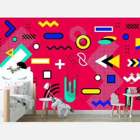 Fototapete lebhaftes geometrisches pop-muster – Wallnifity®