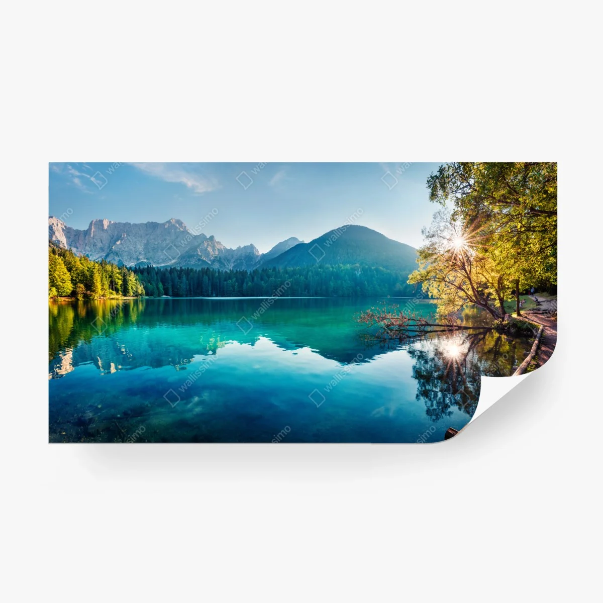 Fototapete sonniger Fusine see, Julische Alpen – Wallnifity®