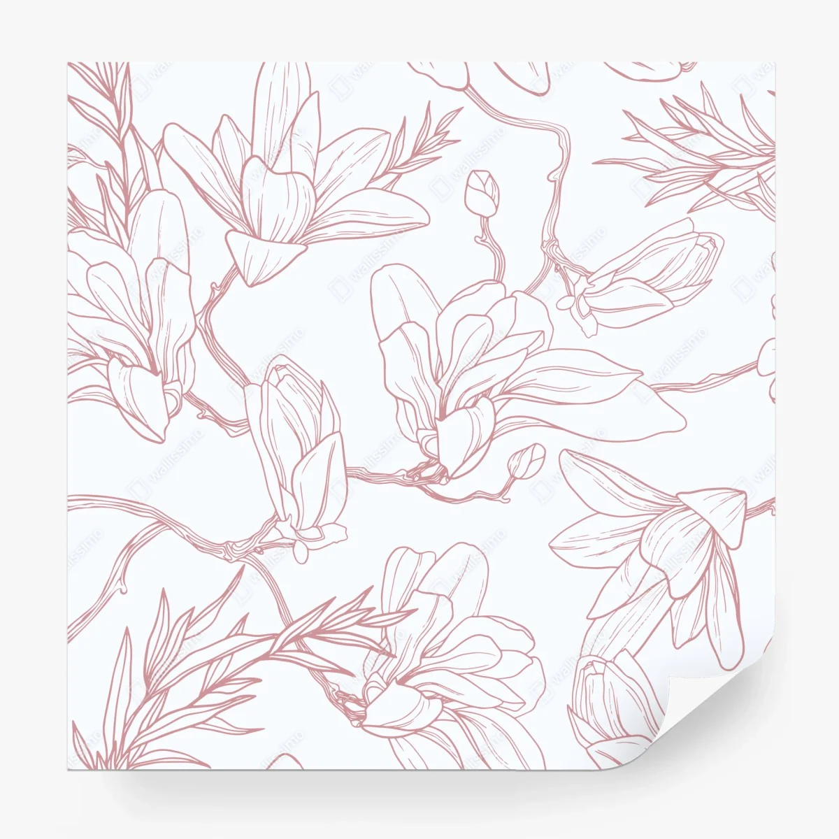 Fototapete zartes magnolienmuster in sanftem rosa – Wallnifity®