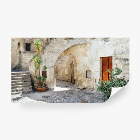 Fototapete mediterraner steinhof mit bogen – Wallnifity®