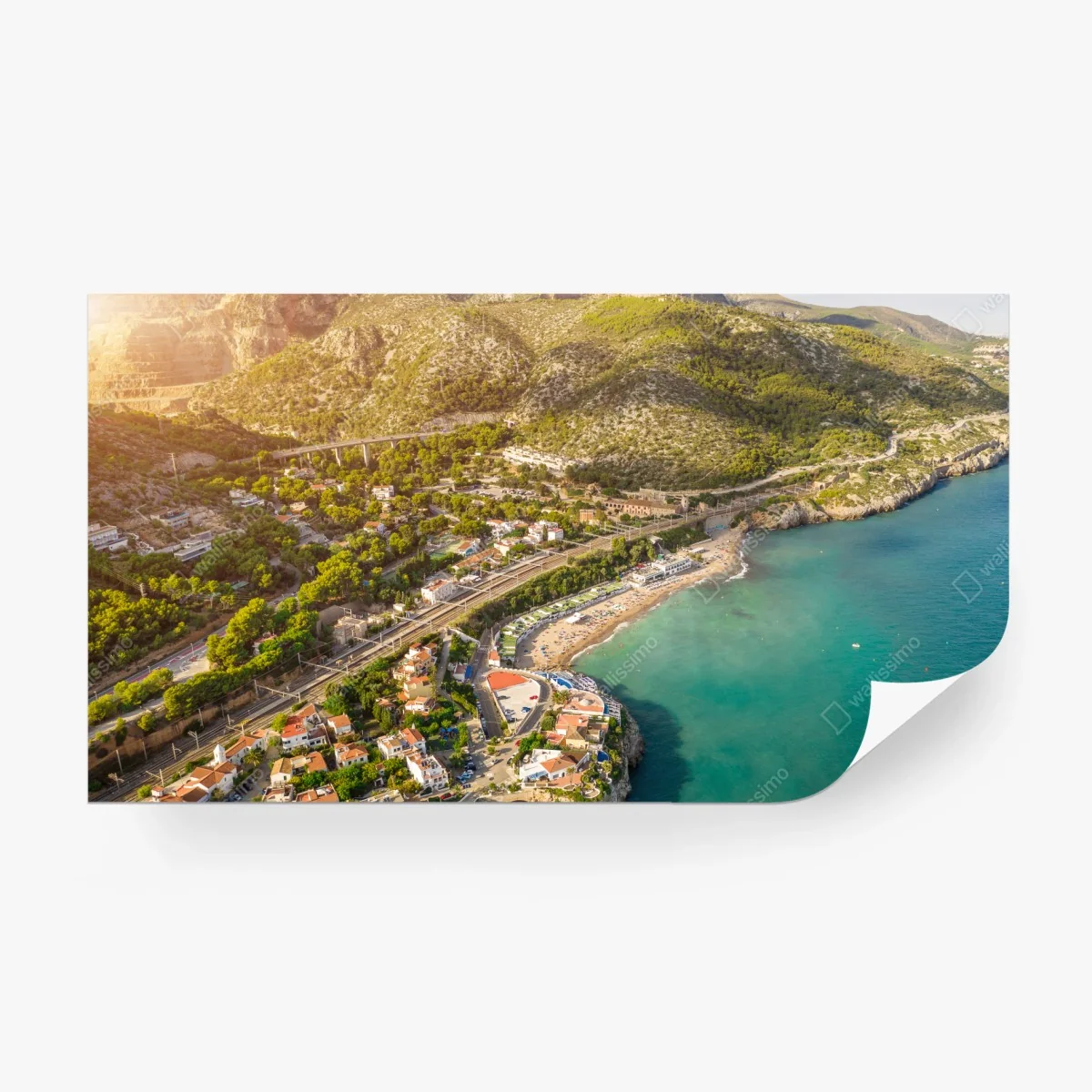 Fototapete türkise küstenlandschaft aus der vogelperspektive – Wallnifity®