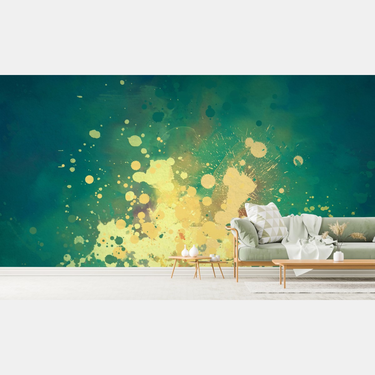 Fototapete türkiser aquarellausbruch abstrakt – Wallnifity®