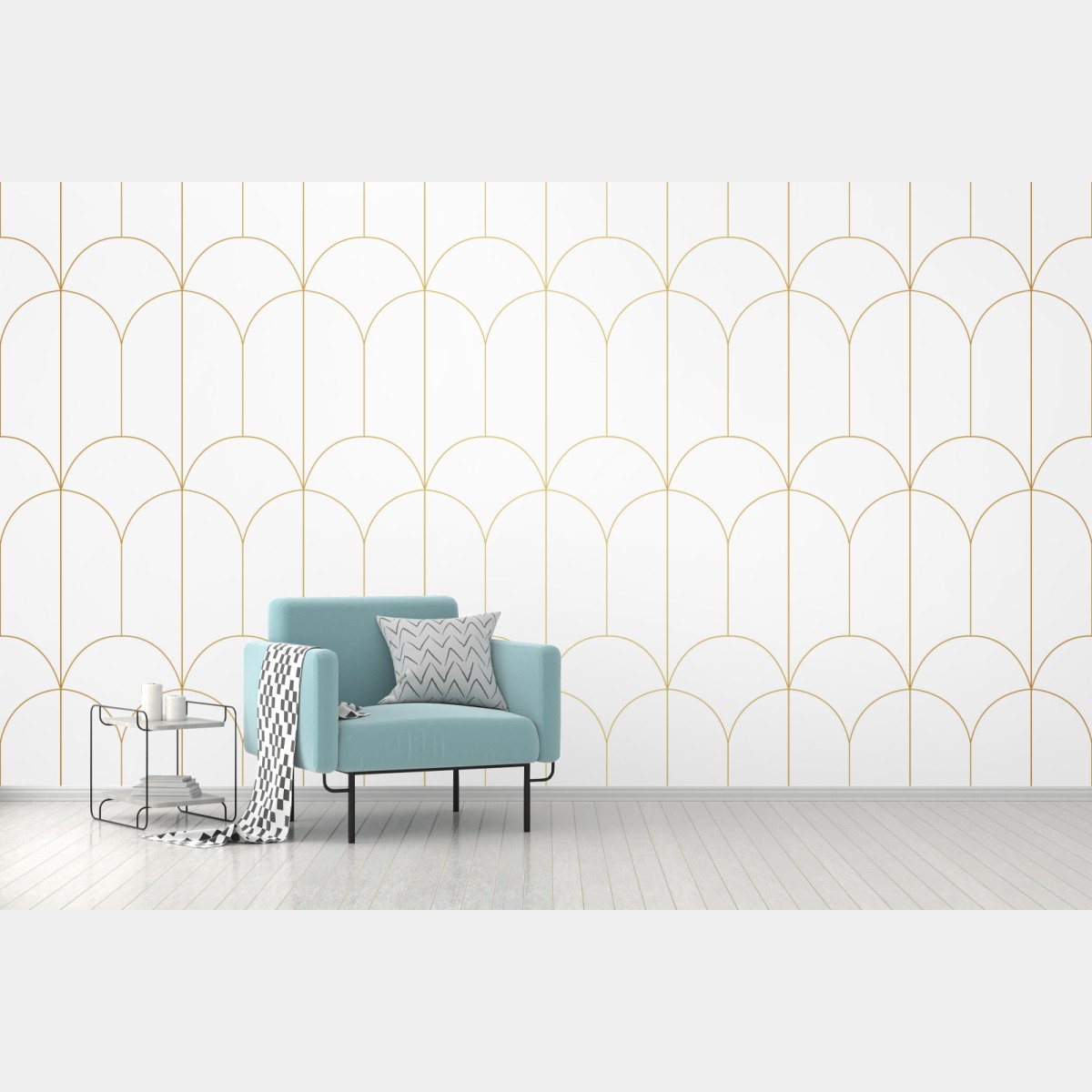 Fototapete goldenes art deco bogenmuster – Wallnifity®