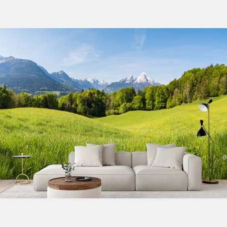 Fototapete ruhiges alpines wiesenpanorama – Wallnifity®